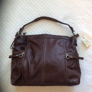 Fossil burgundy wine brown bag